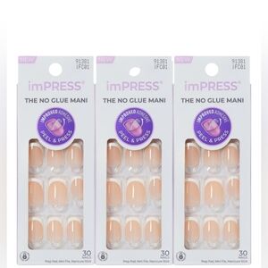 Kiss imPRESS Press On French Manicure Short 3 Packs Of 30 Nails
